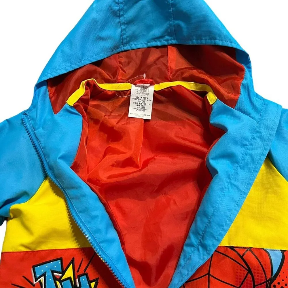 NEW Disney Marvel Sz 4 Spider-Man Hooded Windbreaker Jacket